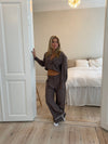 Katrine suit pants with details - Brown melange