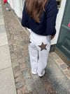 Star jeans with brown stars - White