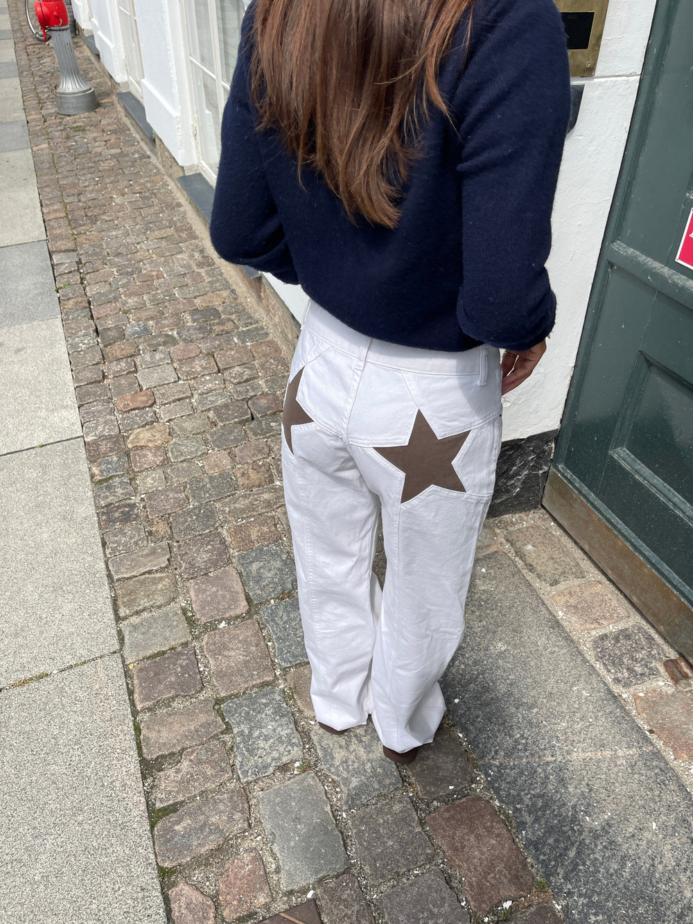 Star jeans with brown stars - White