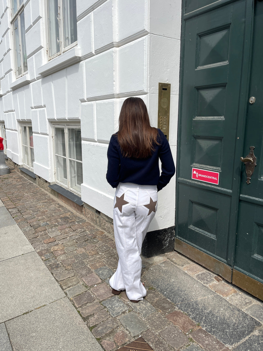 Star jeans with brown stars - White