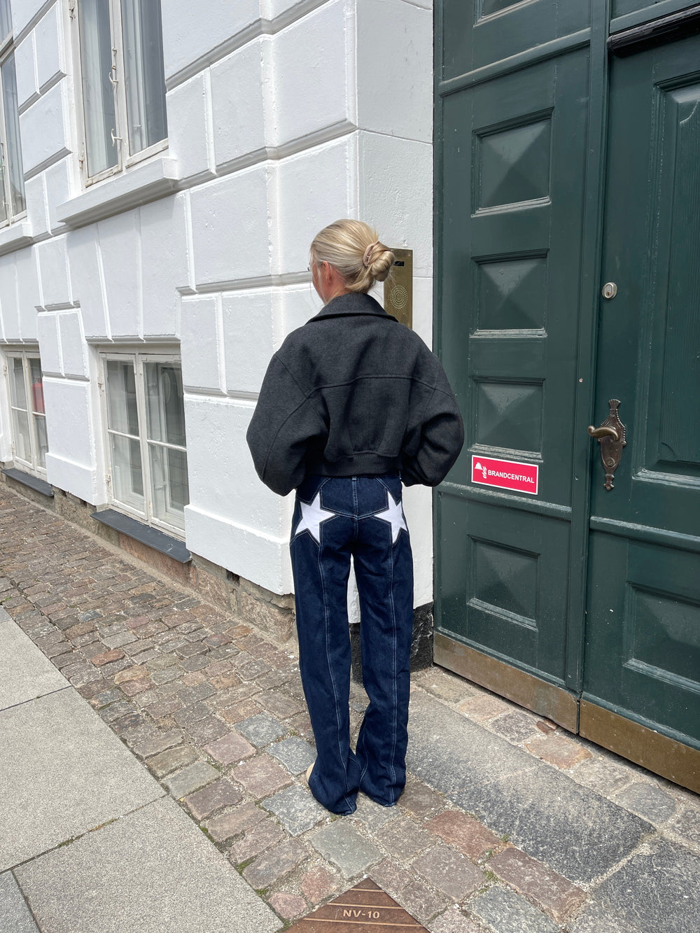 Star jeans with white stars - Dark denim