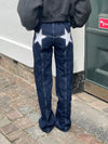 Star jeans with white stars - Dark denim
