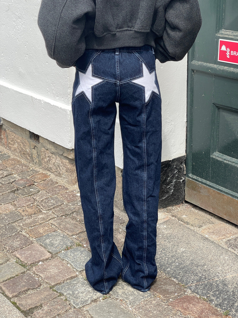 Star jeans with white stars - Dark denim