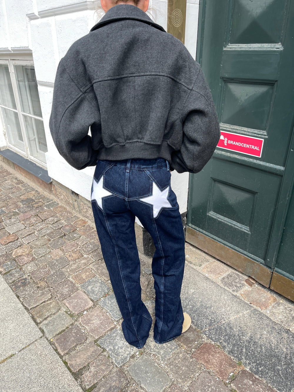 Star jeans with white stars - Dark denim