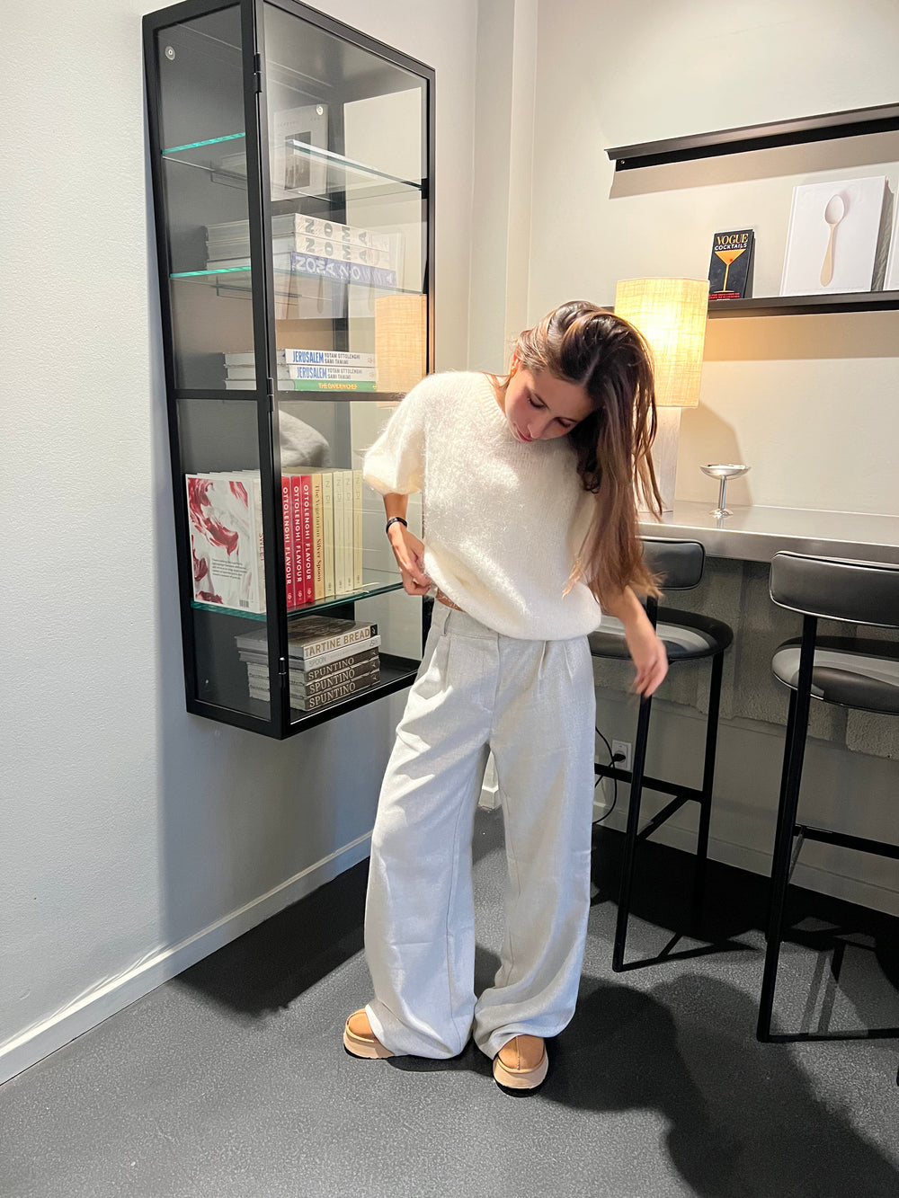 Donna oversized glitter pants - Light grey