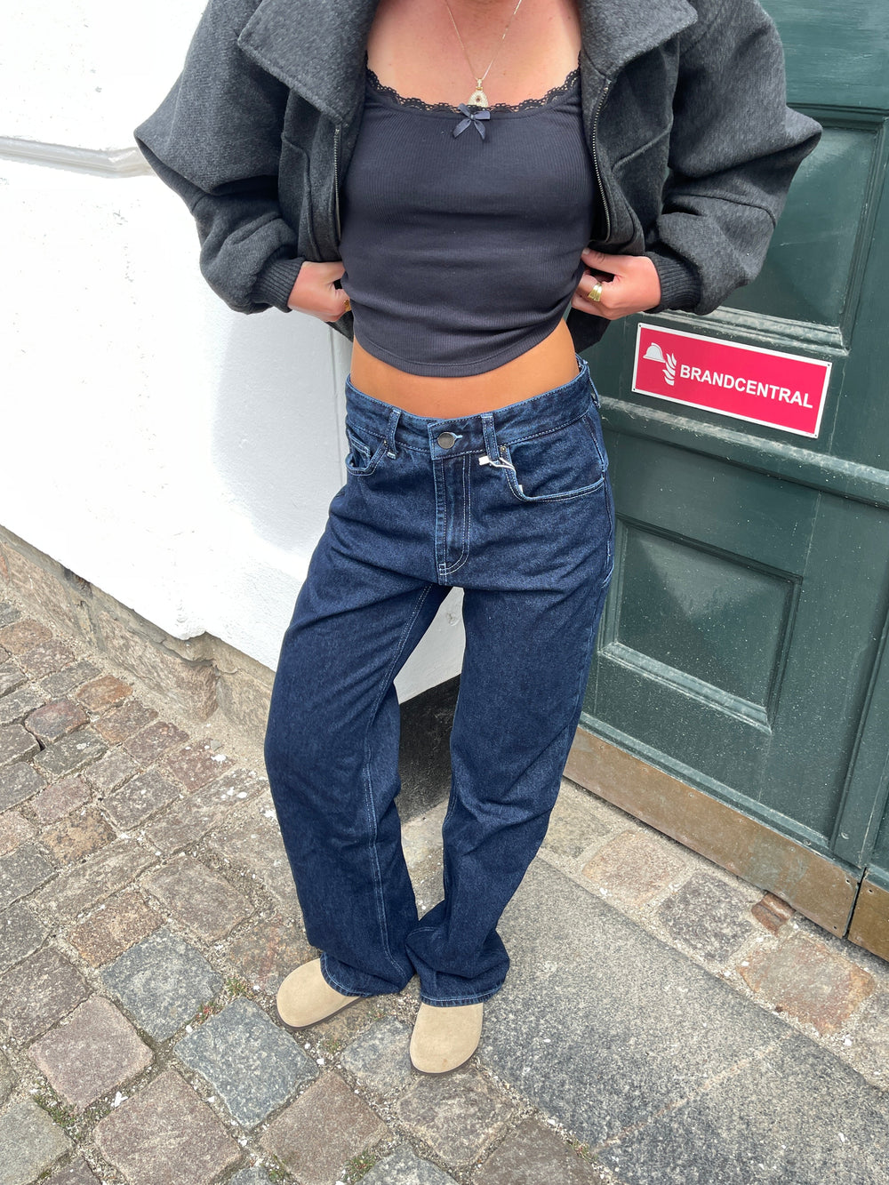 Star jeans with white stars - Dark denim