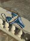 Linne bikini with pattern - Blue