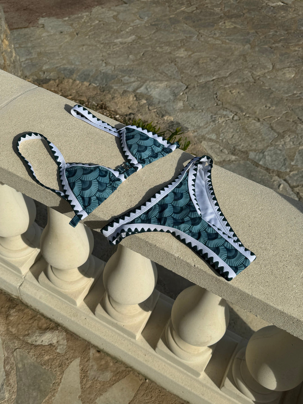 Linne bikini with pattern - Blue
