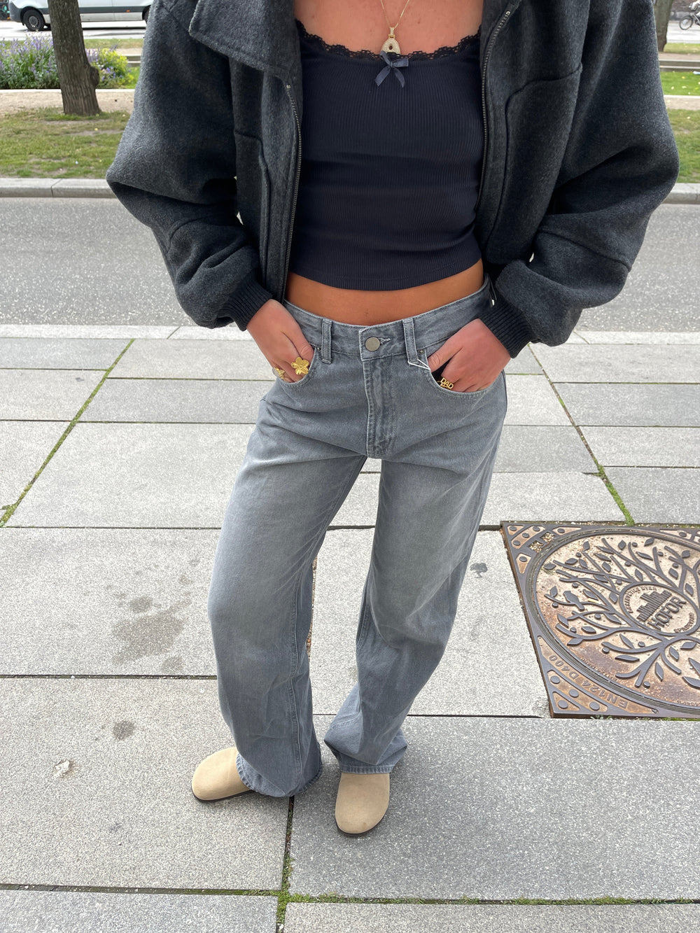 Star jeans med khaki stars - Grey