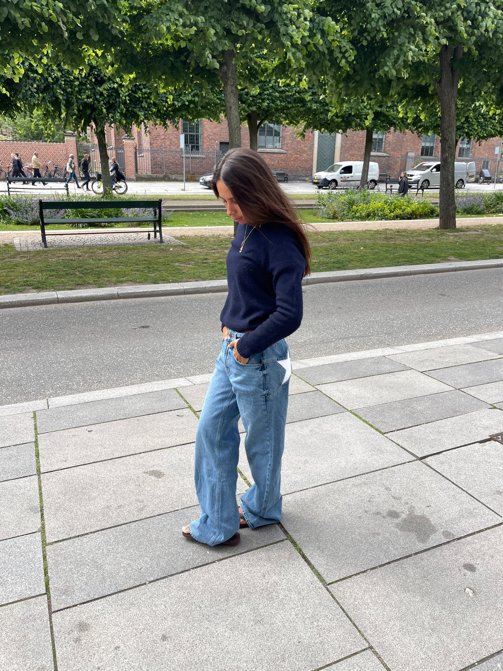 Star jeans with white stars - Light denim