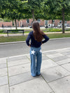 Star jeans with white stars - Light denim