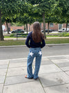 Star jeans with white stars - Light denim
