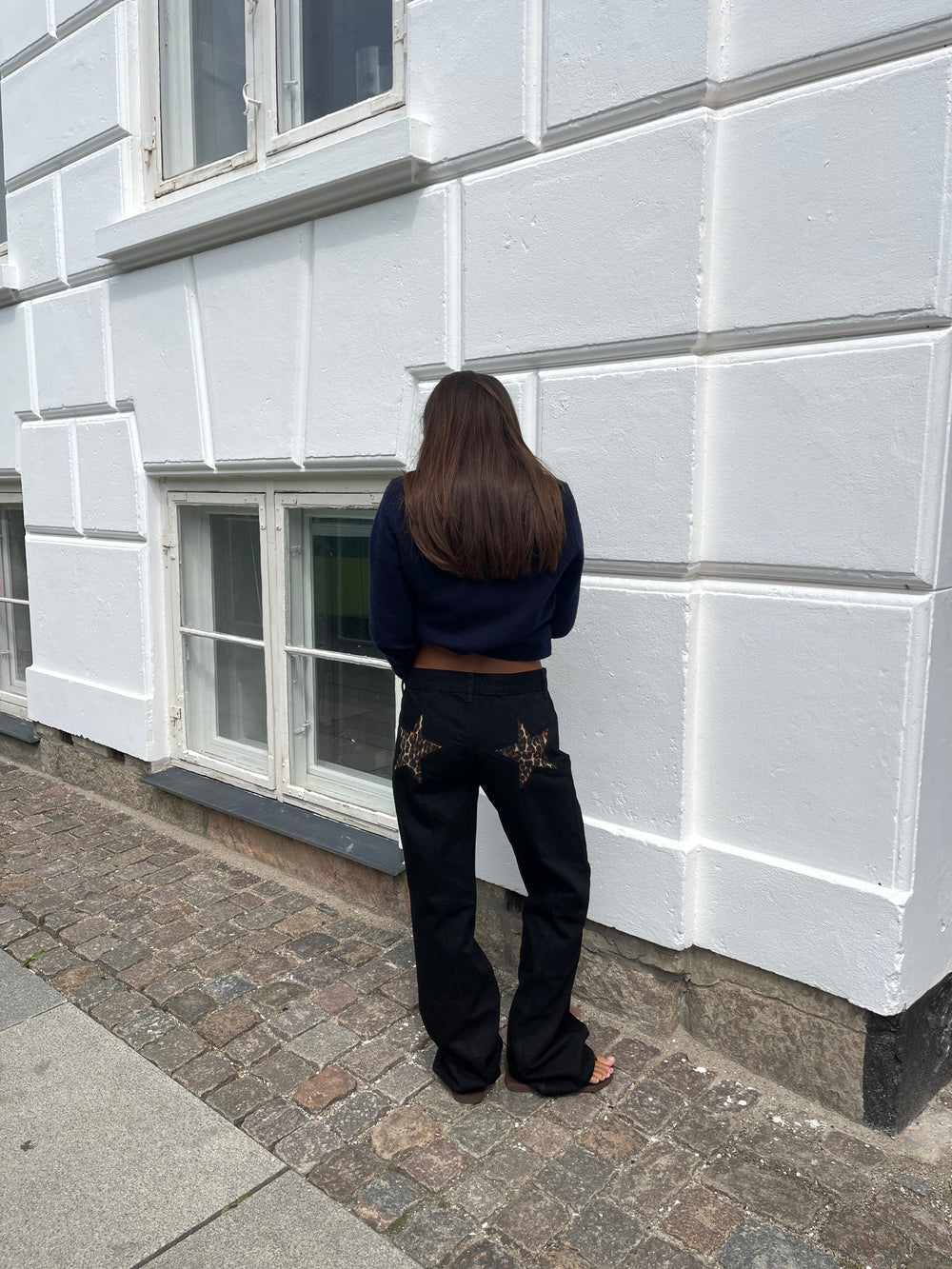 Star jeans with leopard stars - Black