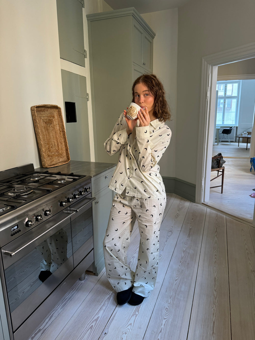 Kyla pajamas pants with moons - Beige