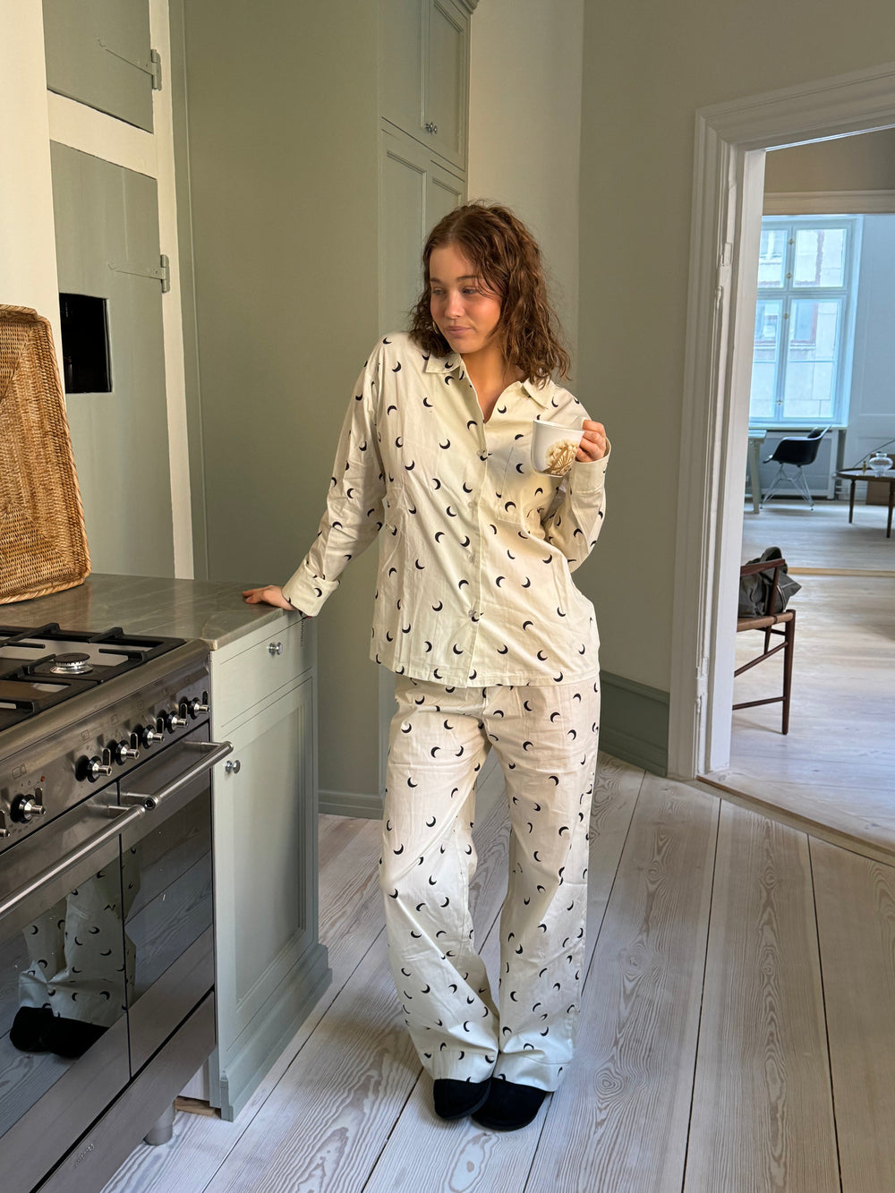 Kyla pajamas pants with moons - Beige