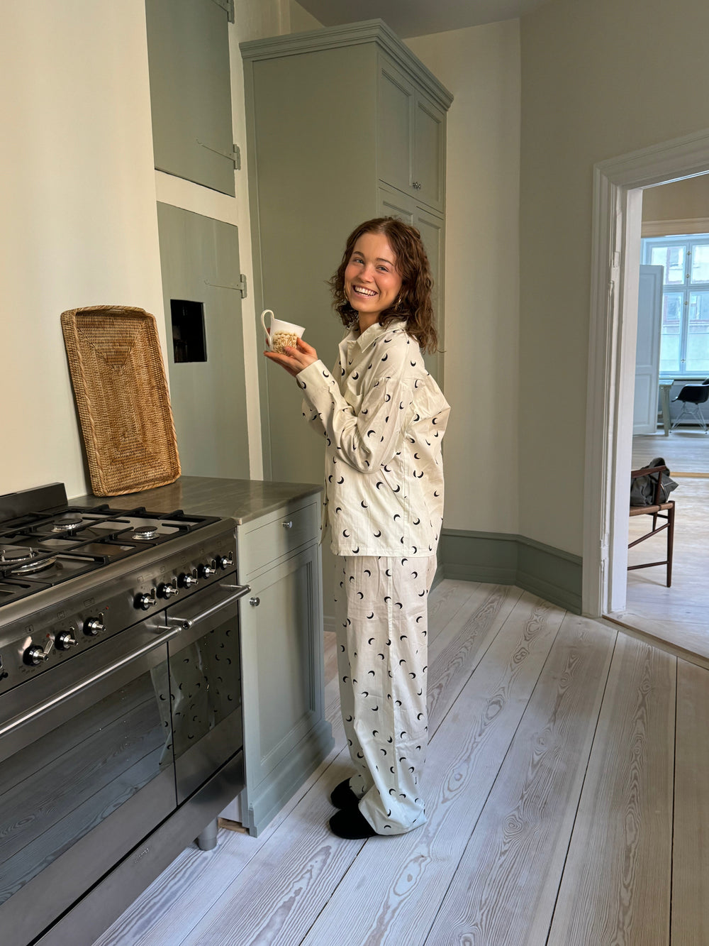 Kyla pajamas pants with moons - Beige