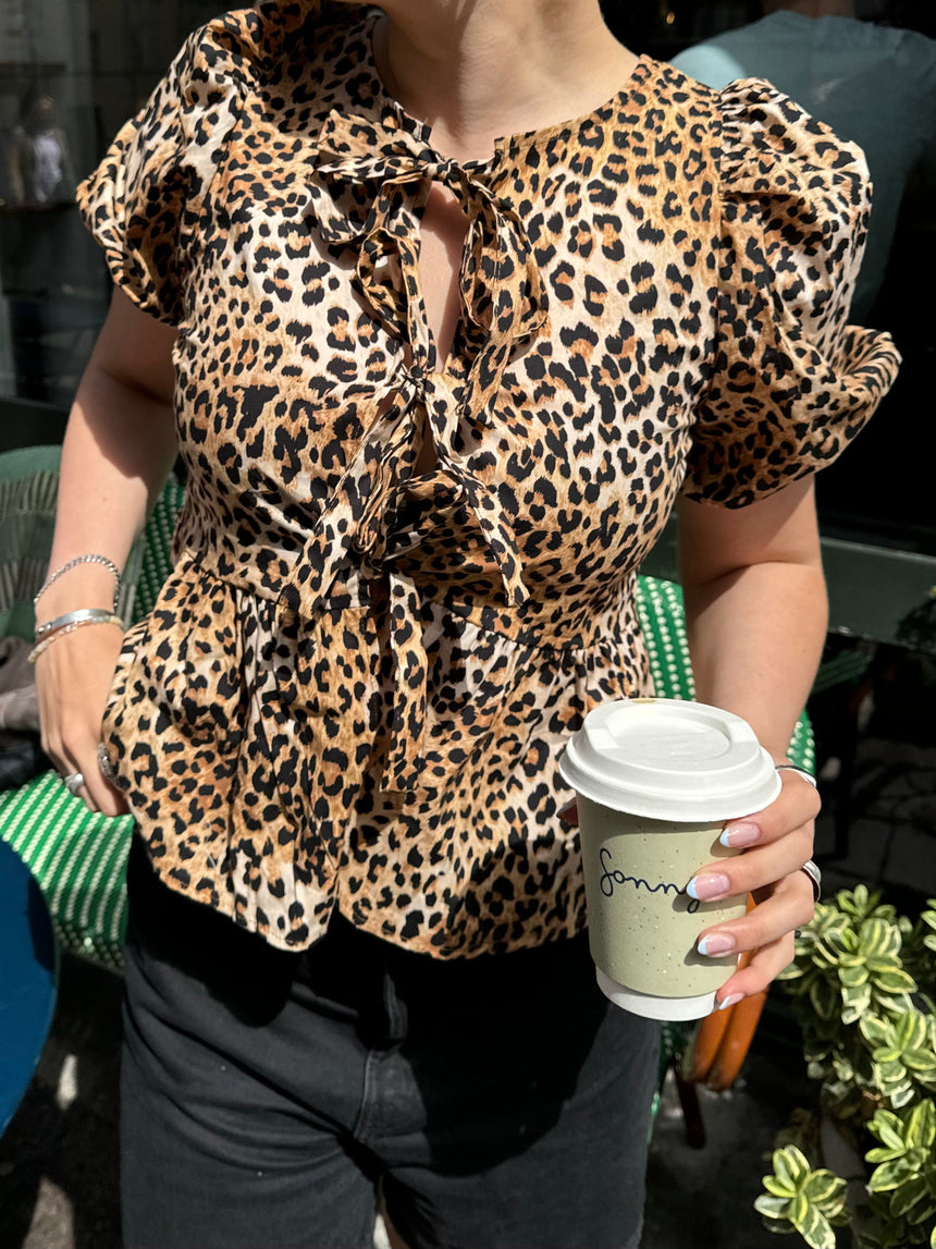 Akari blouse with puff sleeves - Leopard