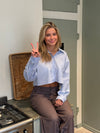 Lavinia striped cropped shirt - Blue/white