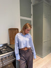 Lavinia striped cropped shirt - Blue/white