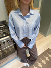 Lavinia striped cropped shirt - Blue/white