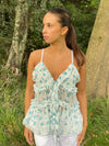 Celina top with flowers - White/blue
