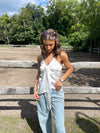 Blair satin tie top - White