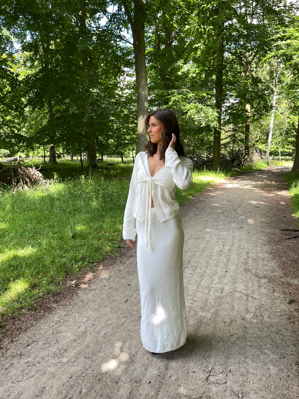 Ines knitted maxi skirt - White