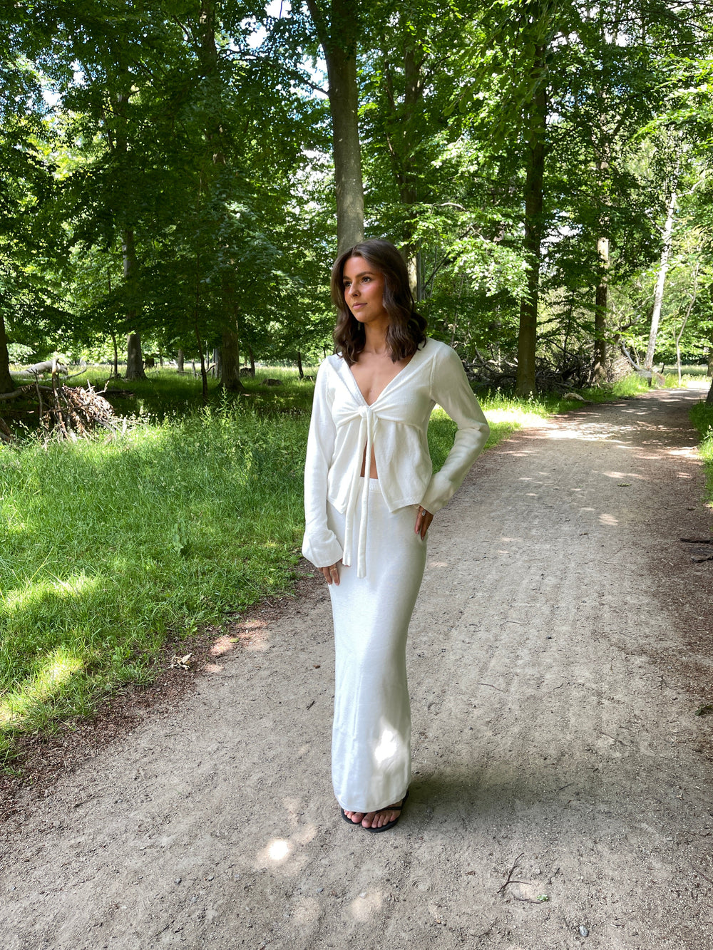 Ines knitted maxi skirt - White