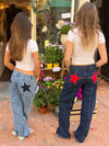 Star jeans with red stars - dark denim