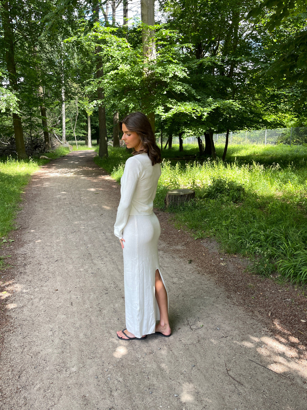 Ines knitted maxi skirt - White