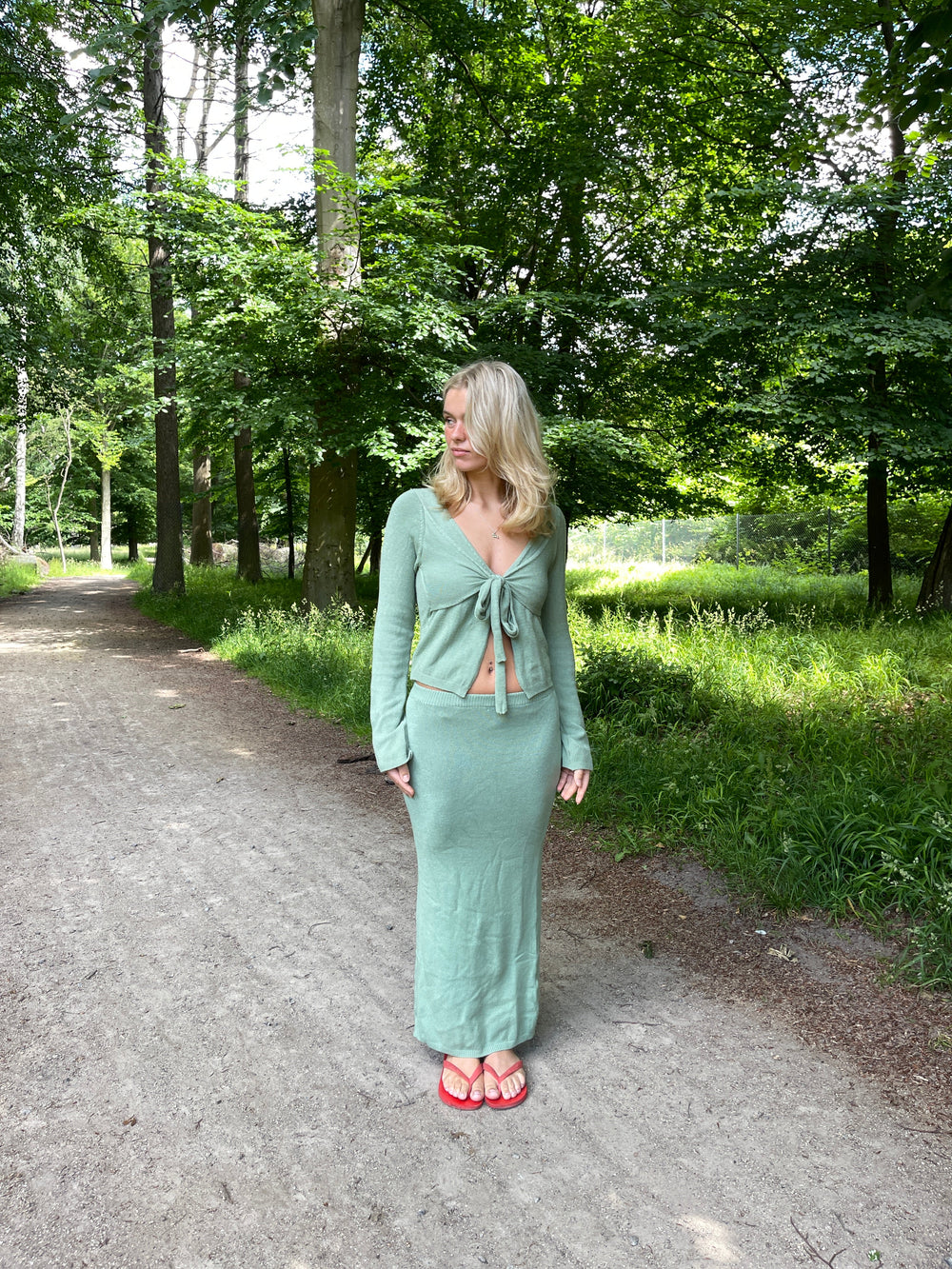 Ines knitted maxi skirt - Dusty green