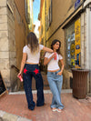 Star jeans with red stars - dark denim