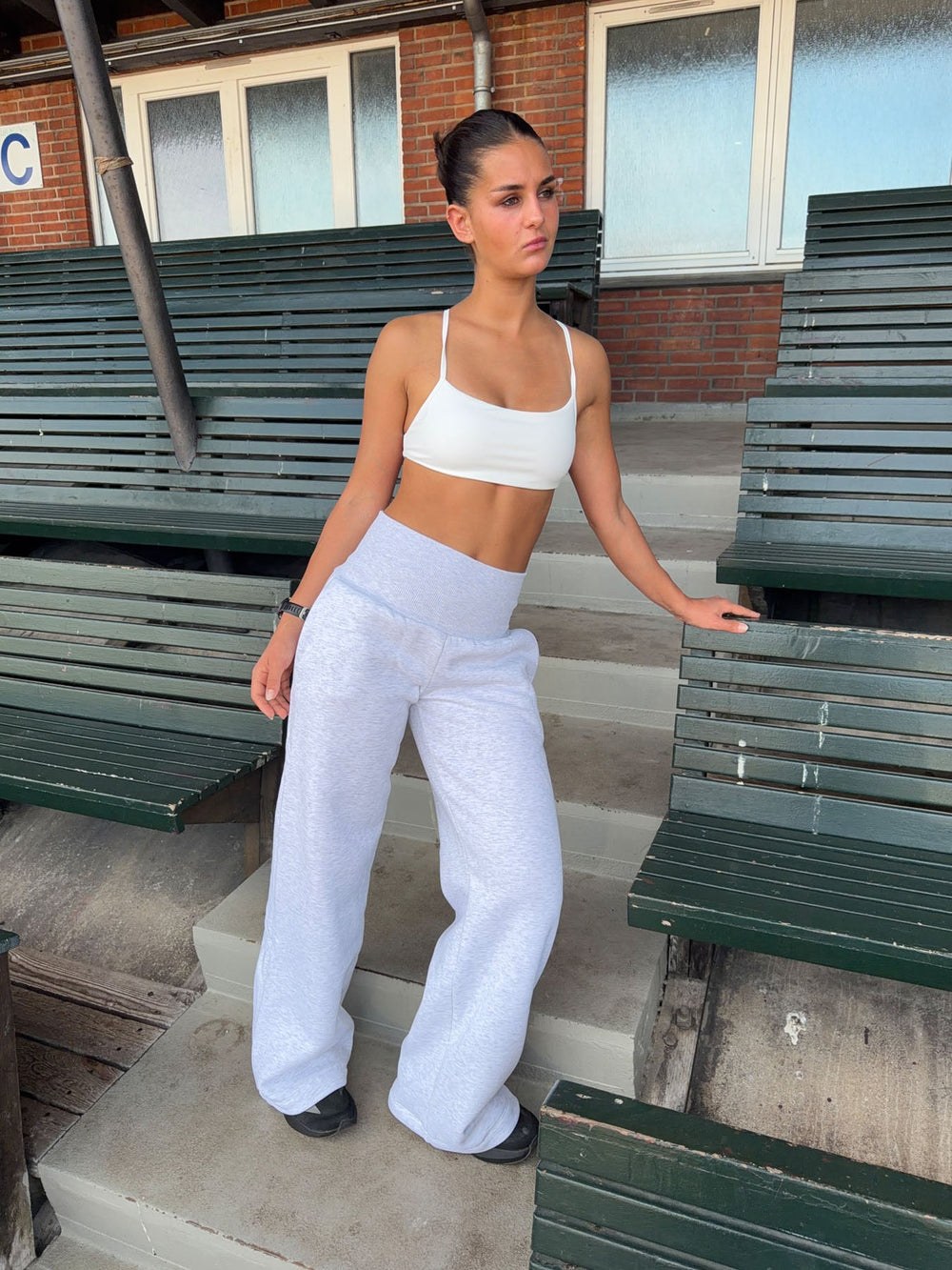 Juno sweatpants with folded waistband - Grey