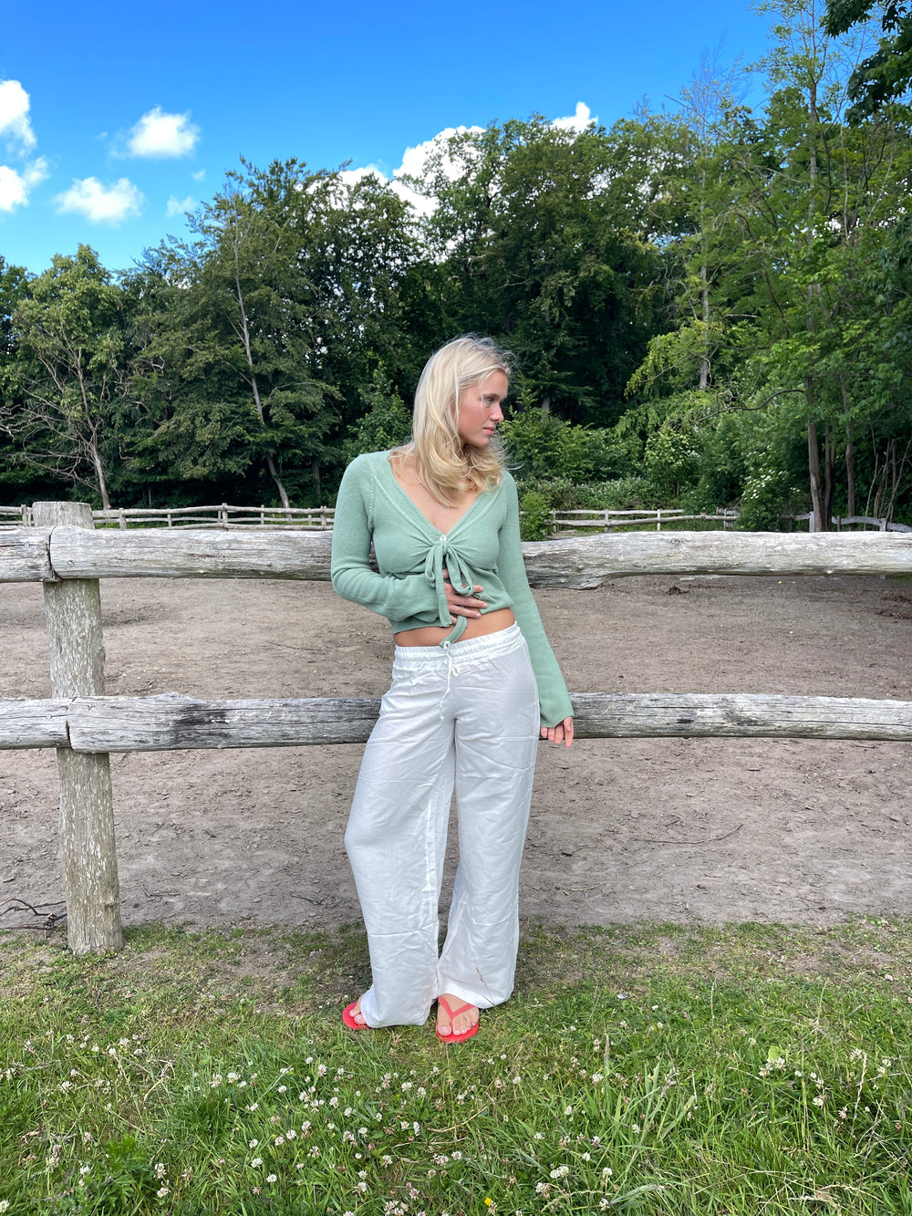 Katarina trousers in linen blend - Off white