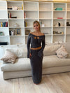 Brooke knitted maxi skirt - Grey/brown