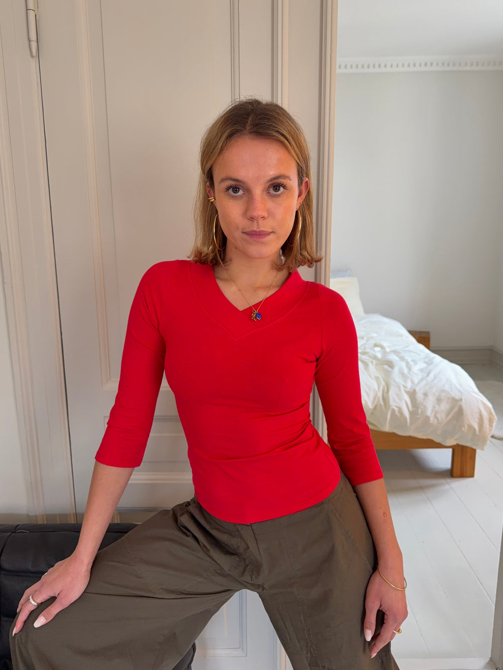Tovina blouse with 3/4 sleeves - Red