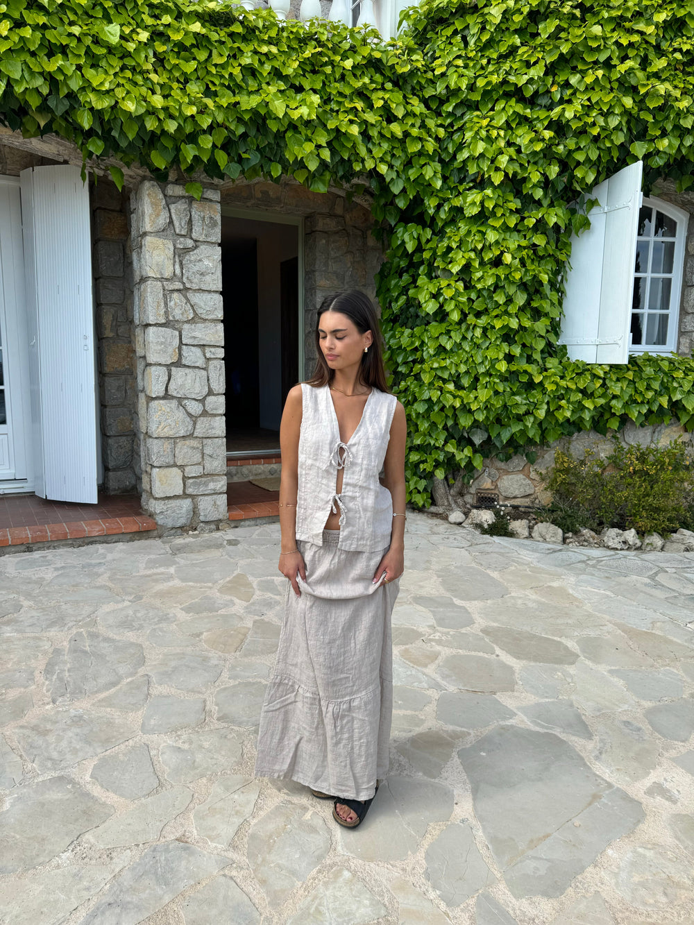 Anouska linen top - Beige