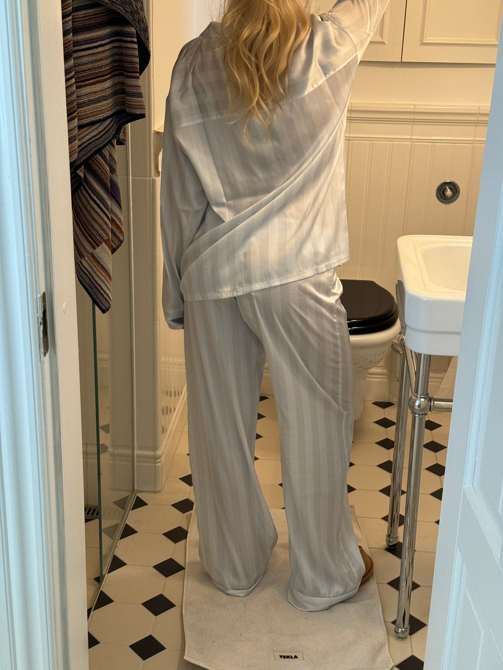 Sabine satin pyjamas pants - Light blue
