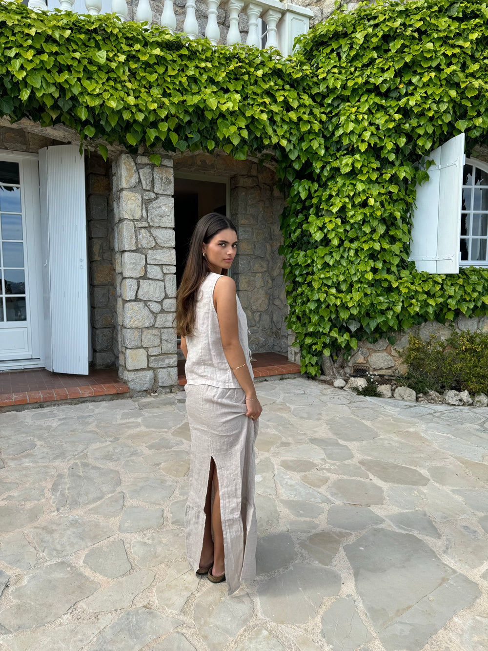 Anouska linen top - Beige