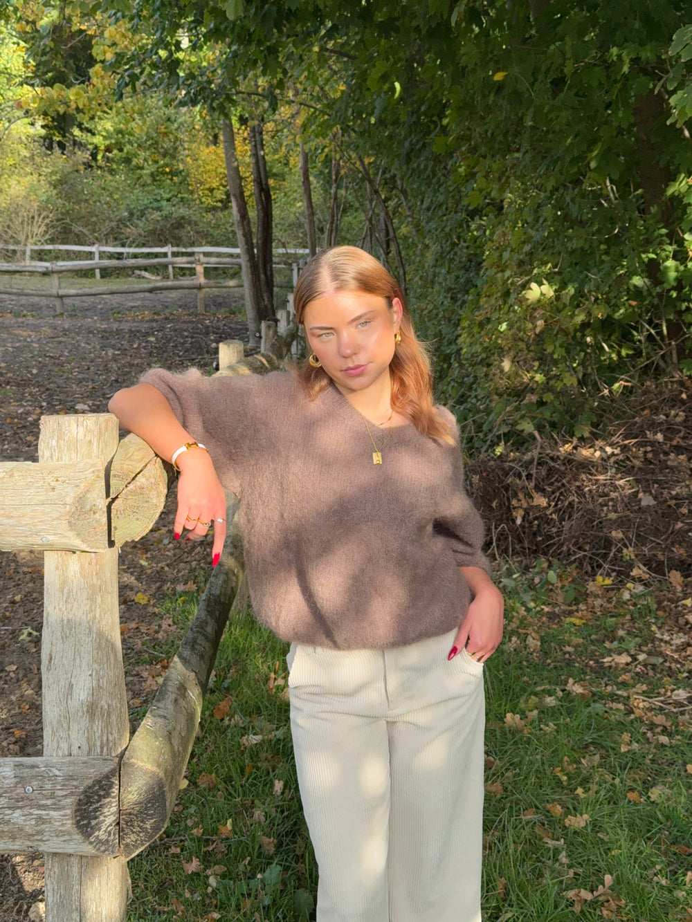 Rancy knitted mohair tee - Brown