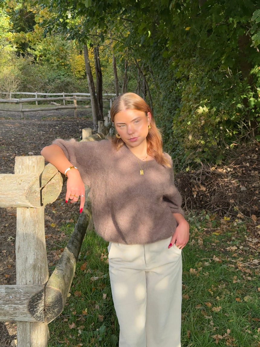 Rancy knitted mohair tee - Brown