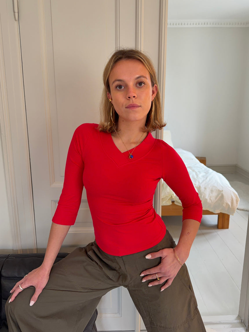 Tovina blouse with 3/4 sleeves - Red