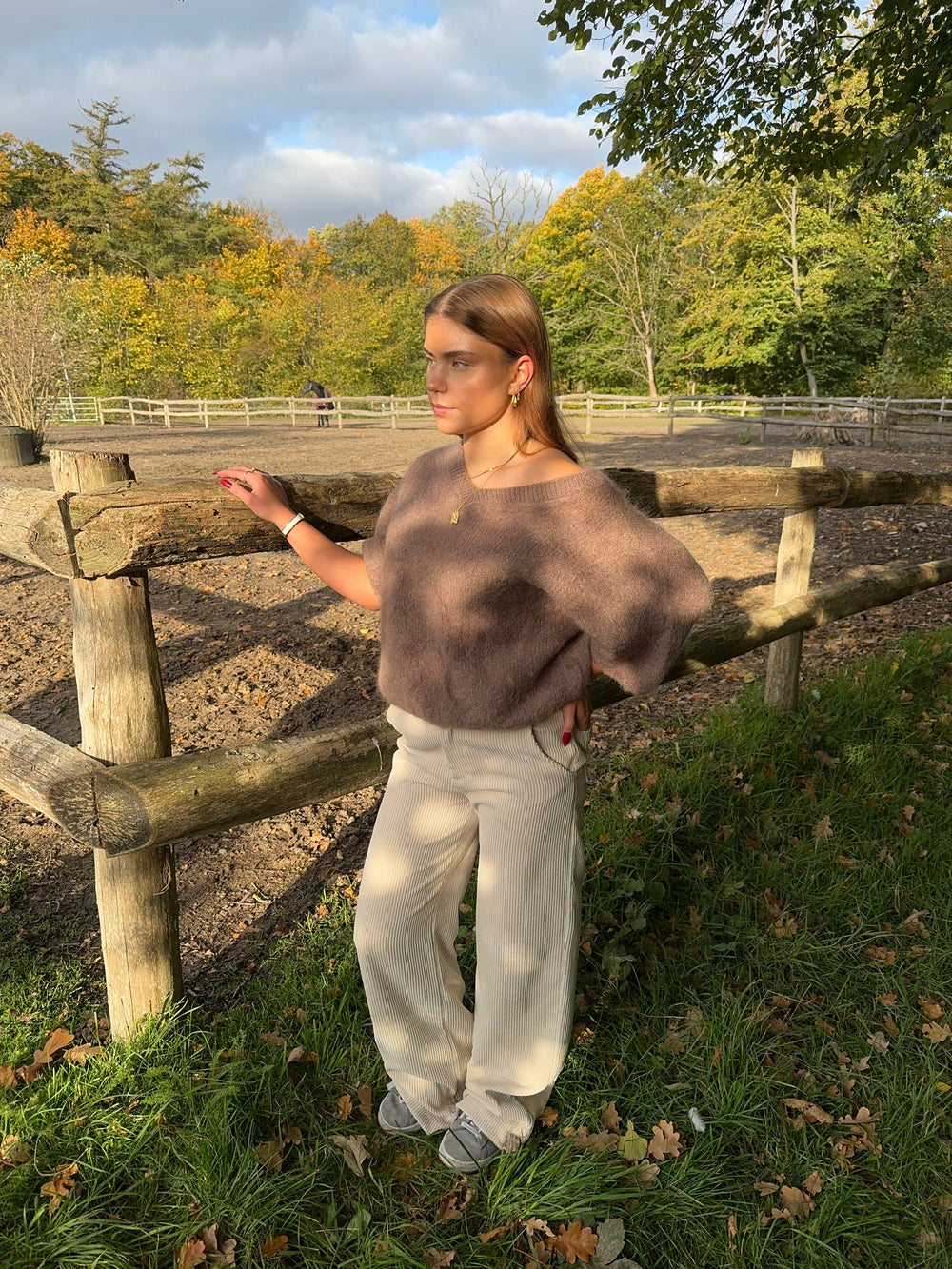 Rancy knitted mohair tee - Brown