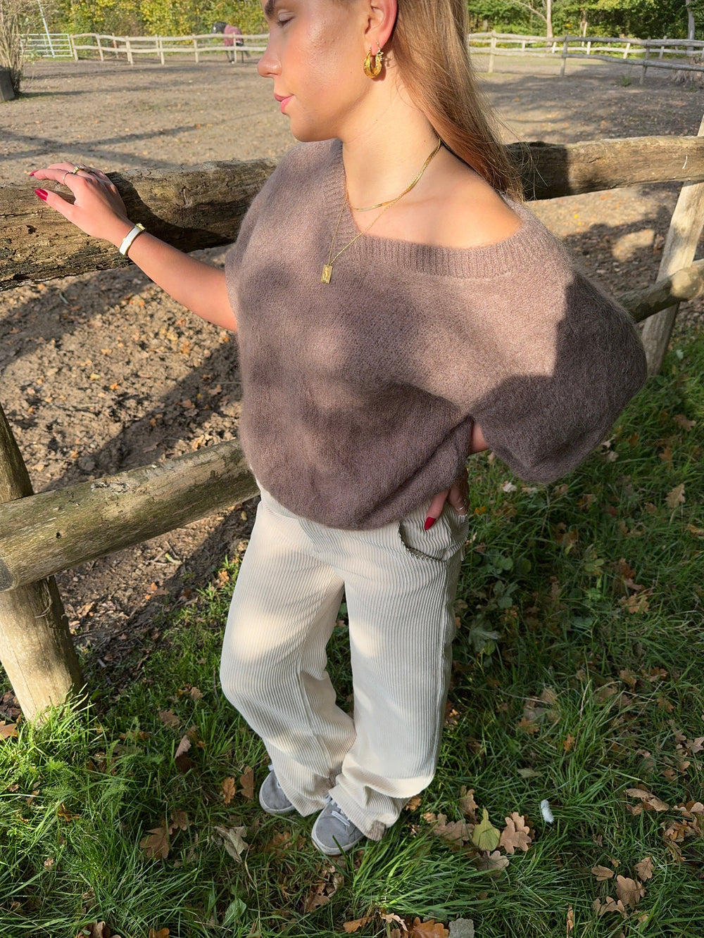 Rancy knitted mohair tee - Brown