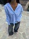 Kendall button shirt with stripes - Blue/white