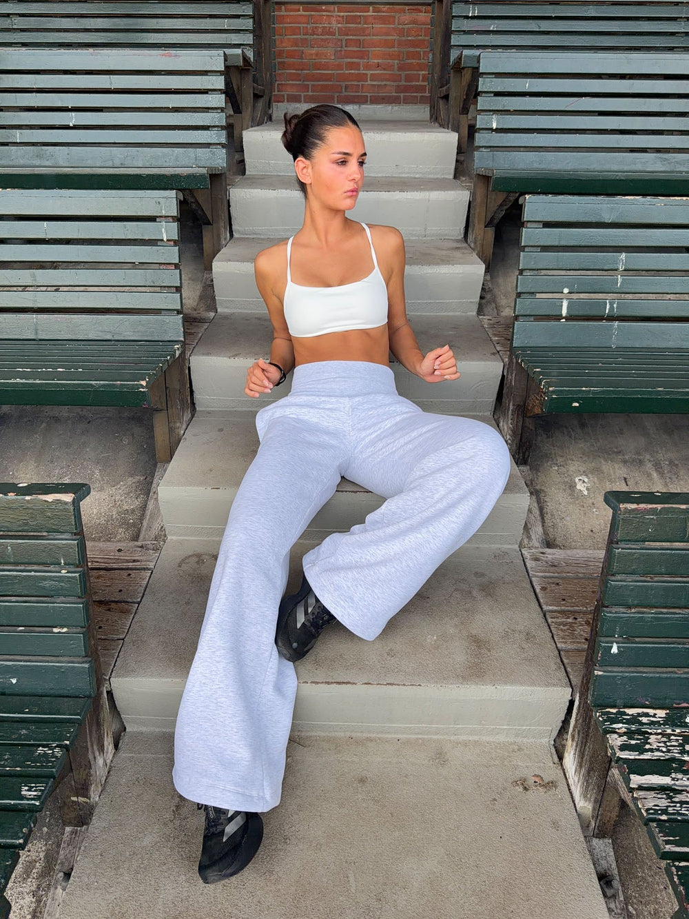 Juno sweatpants with folded waistband - Grey