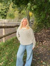 Calva knit with stripes - Beige/black