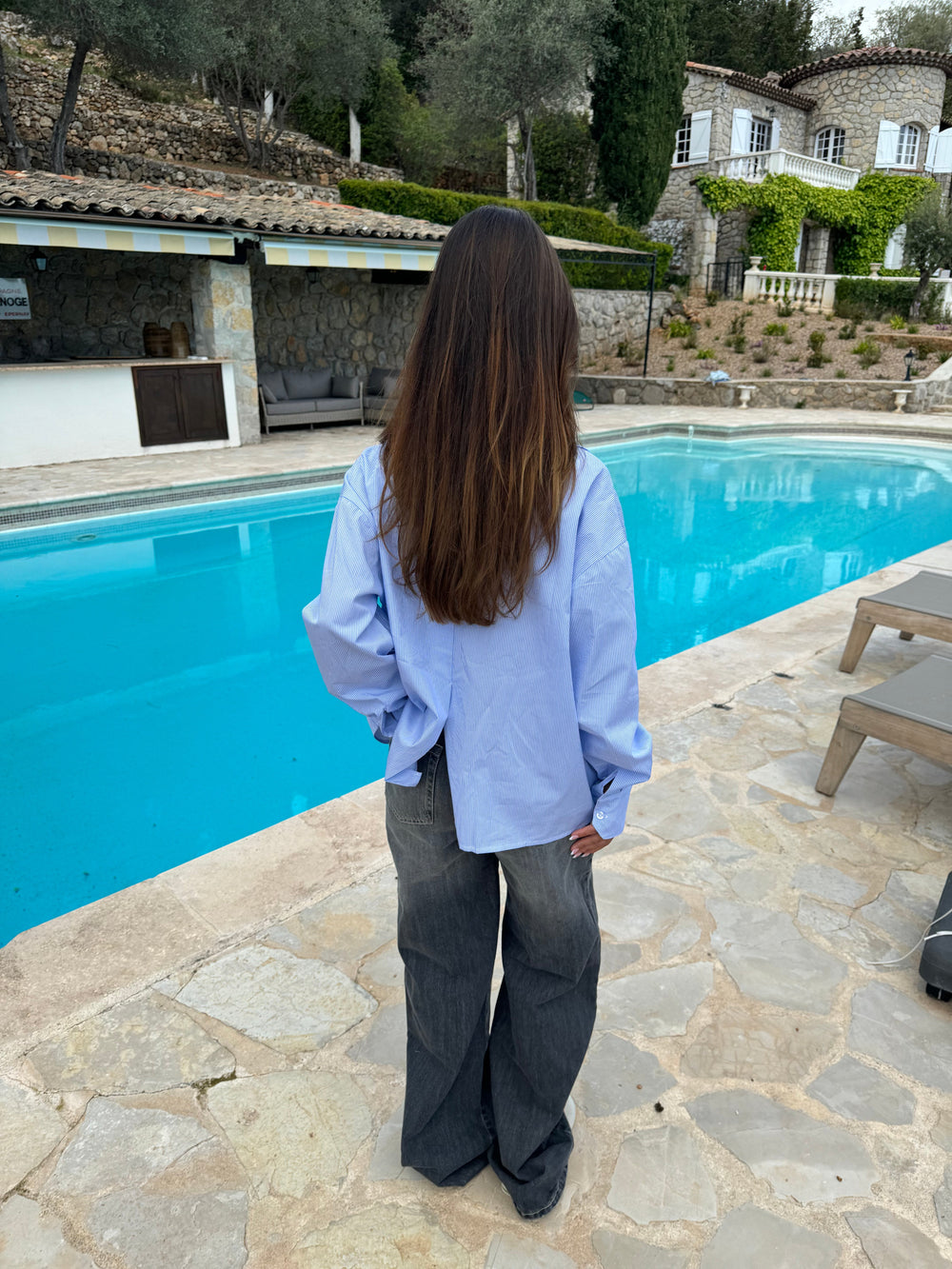 Kendall button shirt with stripes - Blue/white