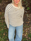 Calva knit with stripes - Beige/black