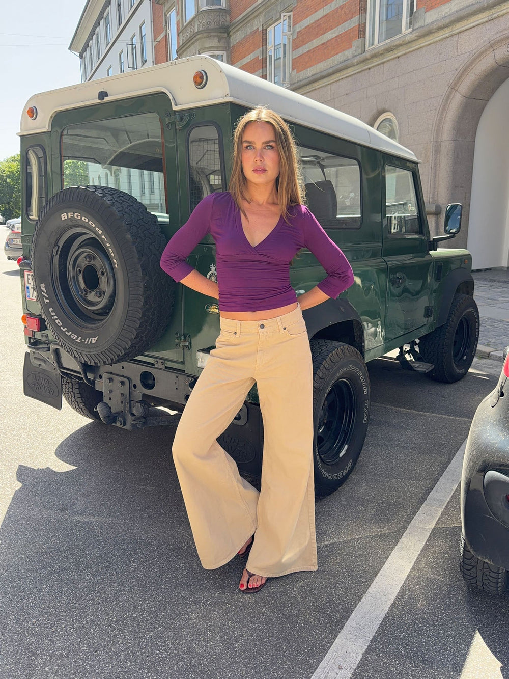 Johanne jeans with wide legs - Sand